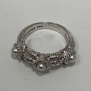 Women’s Judith Ripka 925 Sterling Silver 3 Pearl Band Ring